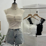 Shooting Net Red Pure Lust Folding Net Yarn Splicing Sling Sling Vest Bratie Short Sleeveless Top