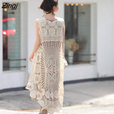 Tanks Women Simple Hollow Out Floral O-neck All-match Retro Fashion Korean Style Loose Chic Ladies Tops Summer