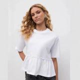Spring And Summer New Pure Cotton Collar 100-Fold T-Shirt Top Women Soft And Loose Leisure