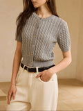Buckle Temperament Commuter Knitted Knitted Shirt For Women's Autumn And Winter Knitted