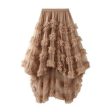 Skirt Candy Loose Waist Fairy Net Yarn Skirt Fluffy Irregular Lotus Leaf Side Cake Skirt