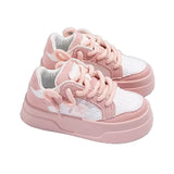 High-Board Shoes Women 2025 Autumn New Small Pink Sports Casual Shoes Hit The Color Of Small White