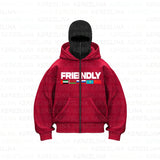 Trendy Pop Double Hat Design Hoodie Autumn And Winter New Men's And Women's Loose Y2K