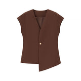 New V-Neck Asymmetric Vest Simple Jump Trouser