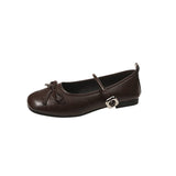 Bow Mary Jane Shoes Women 2025 Autumn New Korean Version Of The Square Head Down Buckle Single Shoes Commuter Flat