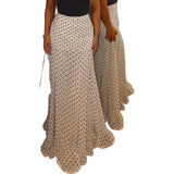 Pure-Want Girl Sexy High-Waist Wave Dot Print Slimming Skirt Picnyle Leaf Side A Word Fishtail
