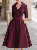 Women's Spring And Autumn Temperament Collar Waist Dress Thin Elegant Ladies