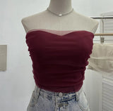 Babes Light Yarn Splicing Braless Sleeveless Top With Short Corset Corset Umbilized Bra Vest