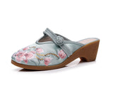 Zingj Summer New High Heel Wedge Heel Embroidered Cloth Slippers Women's Sandals Embroidered Cloth