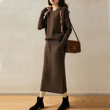 French Women's Clothing To Cut The European Goods Early Autumn Fashion Two Sets Of Sweater Suit Skirt Knitted One