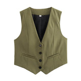 Women's Retro Solid Color Candy Color V-Neck Short Suit Vest / Horse Clip