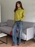 And Winter Pure Color Short High-Collar Sweater Women's Loose Leisure Knitting Shirt 2025 New Thicker