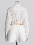 Simple Style Suit Women's Spring 2025 New Comfortable Leisure Lantern Sleeve Top + Three-Point Pants Embroidery
