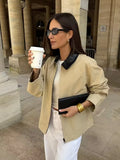 Women's Clothing 2025 Autumn Collar Long Sleeve Retro-Column Jacket Baseball Uniform Coat Women