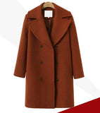Women's Large Woolen Double-breasted Mid-length