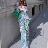 New Women's Street Loose Printed Shirt Long-Sleeved Fashion Casual Suit Women Two