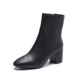 Version Of The British Wind Plus Short Sleeker Boots Woman's Head Thick And Side Zipper Round Head Martin Boots