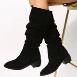 Winter New Folded Long Boots Women's Large Size High-Clinity Martin Boots Coarse And Piles Of
