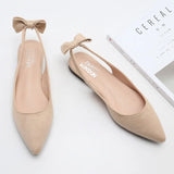 Pointed-Toe Back Sandals A- line Elastic Band Back Bow Flat