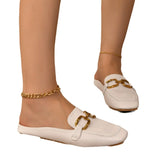 2025 Metal Buckle Bales Slippers Women Korean Wind Lazy One Foot Pedal Fashion Simple Women's Cool