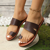 Summer New Set Of Toe Slippers Korean Version Of Leisure Cool Drag Flat Bottom Large Beach Women's