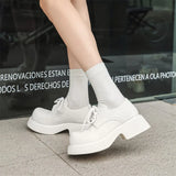 Zingj Wind Small Leather Shoes Thick Sole Increased Spring And Autumn New Lace-Up Happy Shoes Versatile Casual Leather Shoes