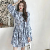 Dress Women Puff Sleeve Sashes Retro Slim Popular Korean Style Leisure Simple Fashion Ladies All-match Vestido