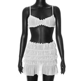 Ruched Bralette And Mini Skirt Set-Outfit
