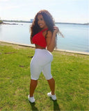 Womens Fitness Half High Waist Quick Dry Skinny Bike Shorts 2023 New Tight Short Black Red Gray Slim Korean Sport Shorts