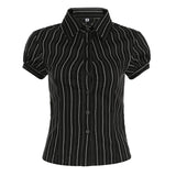 And Summer Basic Solid Color Dark V Buckle T-Shirt Top Bow Texture Texture To Close The Waist Design Spice Girls Shirt
