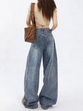 Zingj Wide-Leg Jeans Female Autumn 2024 New High Waist Loose Show Thin Feeling Straight Floor