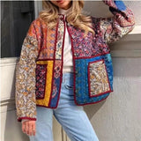 Women's Autumn And Winter New Multi-Color Street Fashion Printing Spliced Cotton