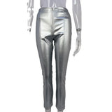 Zingj Women's Wear 2024 Autumn And Winter Hot Style Fashion High Waist Lift Hip Tight Show Thin PU Leather Pants Women's