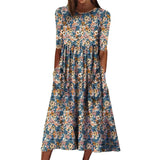 Women's New Dress Summer Fashion Floral Print With Pocket