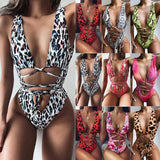 Zingj New 2023 Leopard Print Hollow-Out Bikini One-Piece Swimsuit