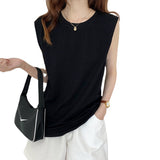Zingj Sleeveless T-Shirt Female Loose 2024 Summer New Fashion Black Vest Shirt Student Top Wear