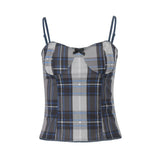 Zingj 2024 New Product Sexy Pure Desire Retro Grid Spell Color Slim Hot Girl Belt Vest