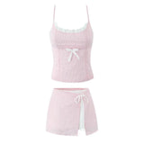 Striped Cami Top And Wrap Mini Skirt Set- Outfit
