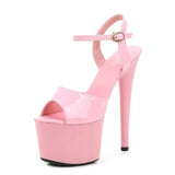 Zingj Lacquered Leather Sandals High Heels Sexy Black Waterproof Platform Hate Day High Slippers Female
