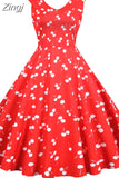 Floral Print A-Line Midi Dress Women Summer Peter pan Collar Casual Sleeveless Vintage Retro Party Dress Vestidos
