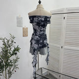 Shooting Holiday Wind Shoulder Folding Net Grums Flower Top Design Feeling Drift With Unique T-Shirt