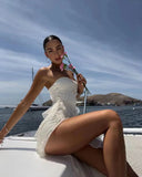 Zingj Women's 2023 Summer Women's New Fashion Chest Sexy Back Slit Tassel Temperament