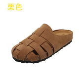 Woven Bun Head Half Slippers Women's Shoes Wear 2025 New Summer Pedal Soft Bottom Boaster