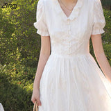 Elegant Chiffon Dress Women French Style Sweet Lace-up Midi Kawaii Dress V-neck Korean Slim Designer Princess Dress