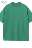 Summer Solid T Shirt For Women Basic Oversized Tee Loose Tops Pink 2023 Femal T-shirts Oversize Women's T-shirt