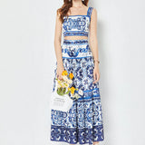 And White Porcelain Printing Set Women Three-Dimensional With Chest Pad Short Breast Sling Sling Belt + Two-Piece