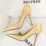 Shoes Woman Pumps Silk Ladies Shoes High Heels Spring New Stiletto Heels Party Shoes Plus Size 43 Salto Alto
