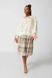 White Cabel Knit Pink Ribbon Bow Sweater-Outfit
