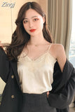 with Lace Silk Top Cami for Women Spaghetti Strap Top Tank Ladies Tops White Camis Basic Tops Women 2023 Summer