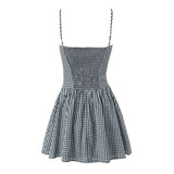 Two-Color Lattice Button Embellion With Joint Dress 2025 Spring New